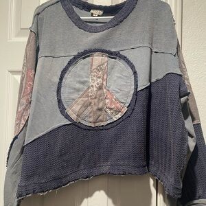 Patchwork Peace Sign Sweater